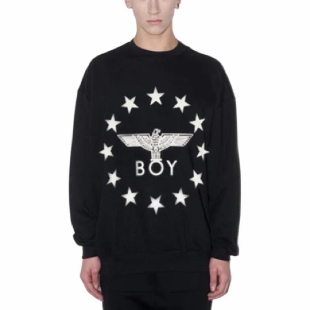 NWT BOY LONDON Globe Star Unisex Crewneck Sweatshirt in Black Size XS